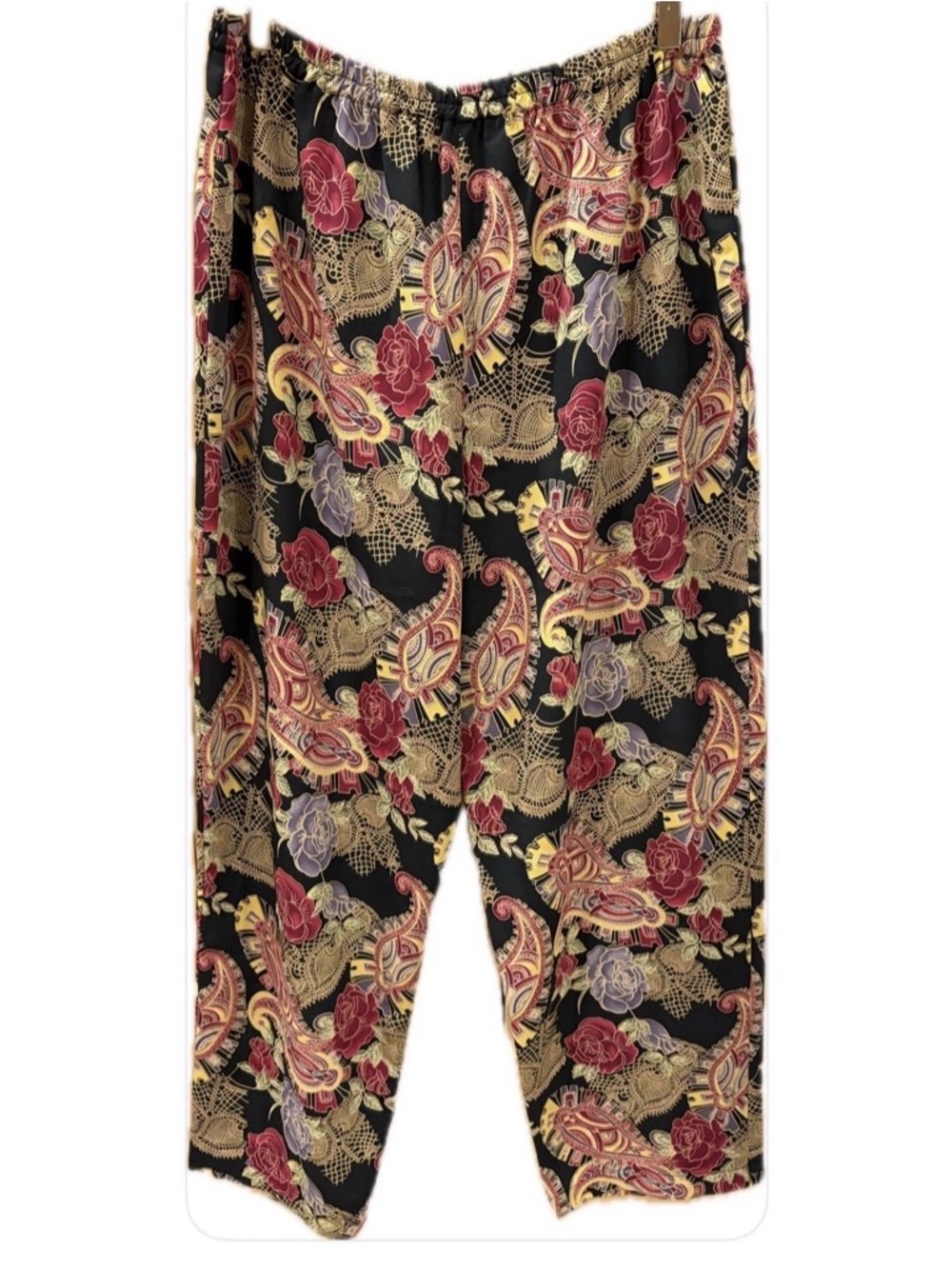 Nordstrom Lingerie NWOT Pull On Elastic Waist Floral Wide Tapered Leg Pants L